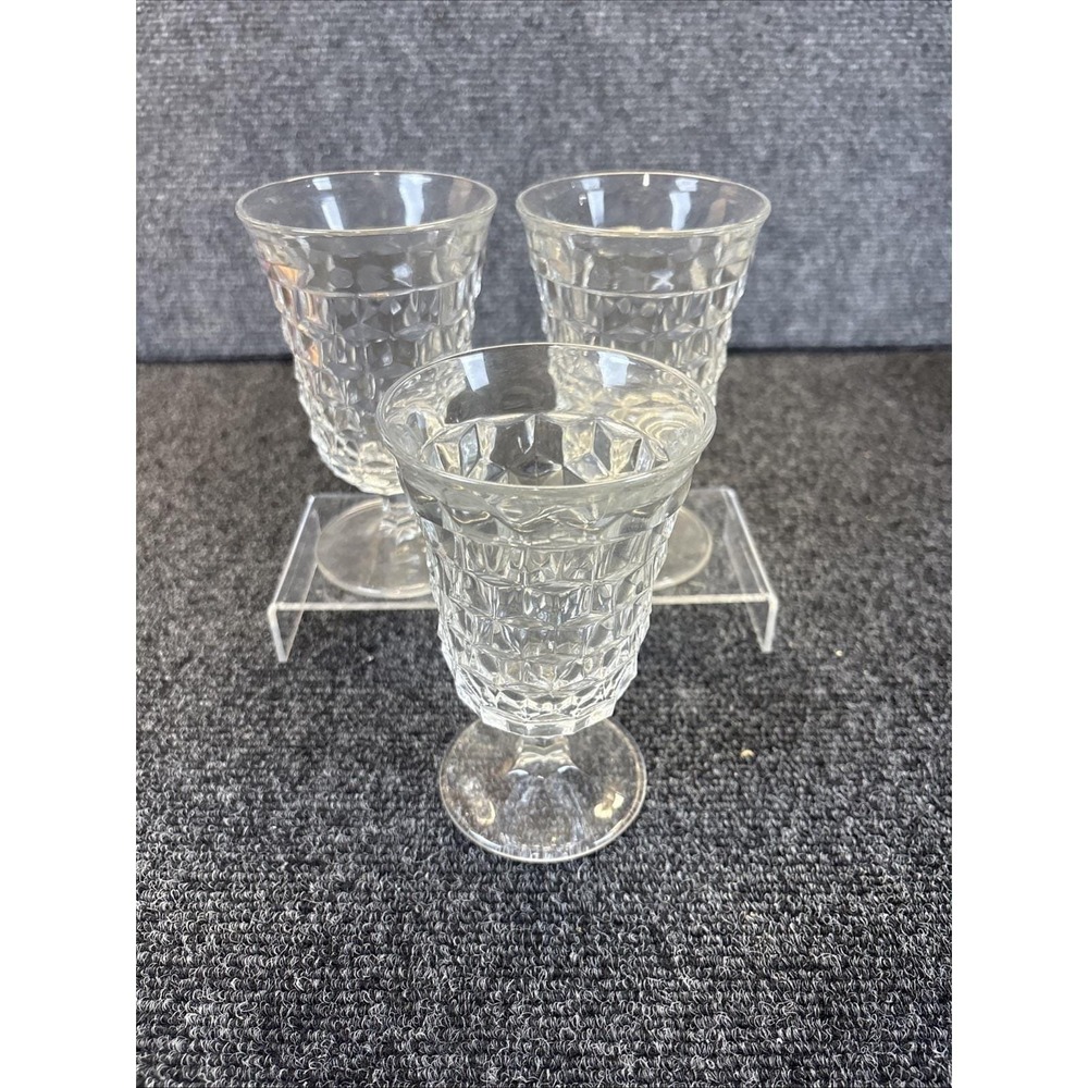 3~Vtg~Fostoria~American~Low Water Goblet~5-1/2"